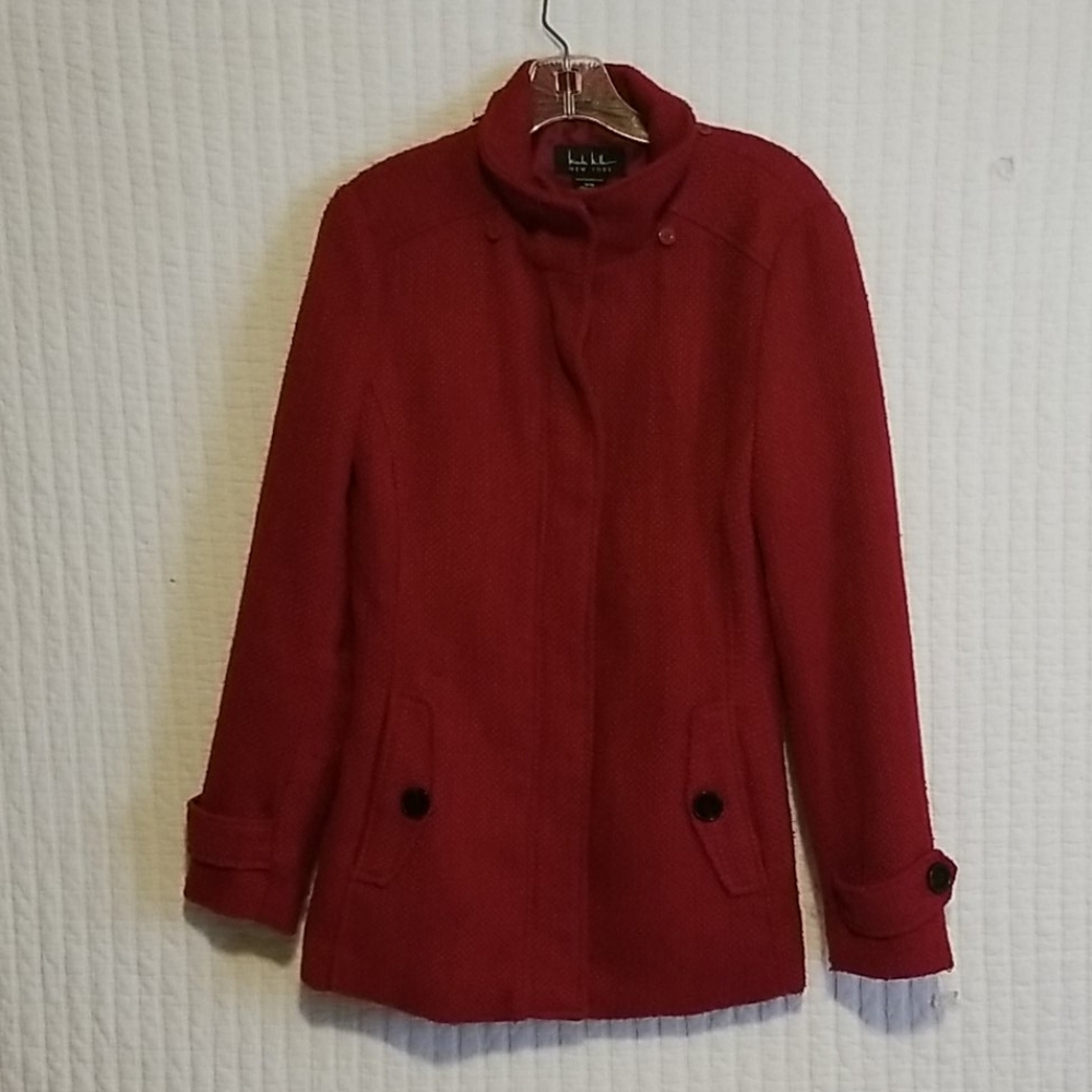 Red tweed peacoat